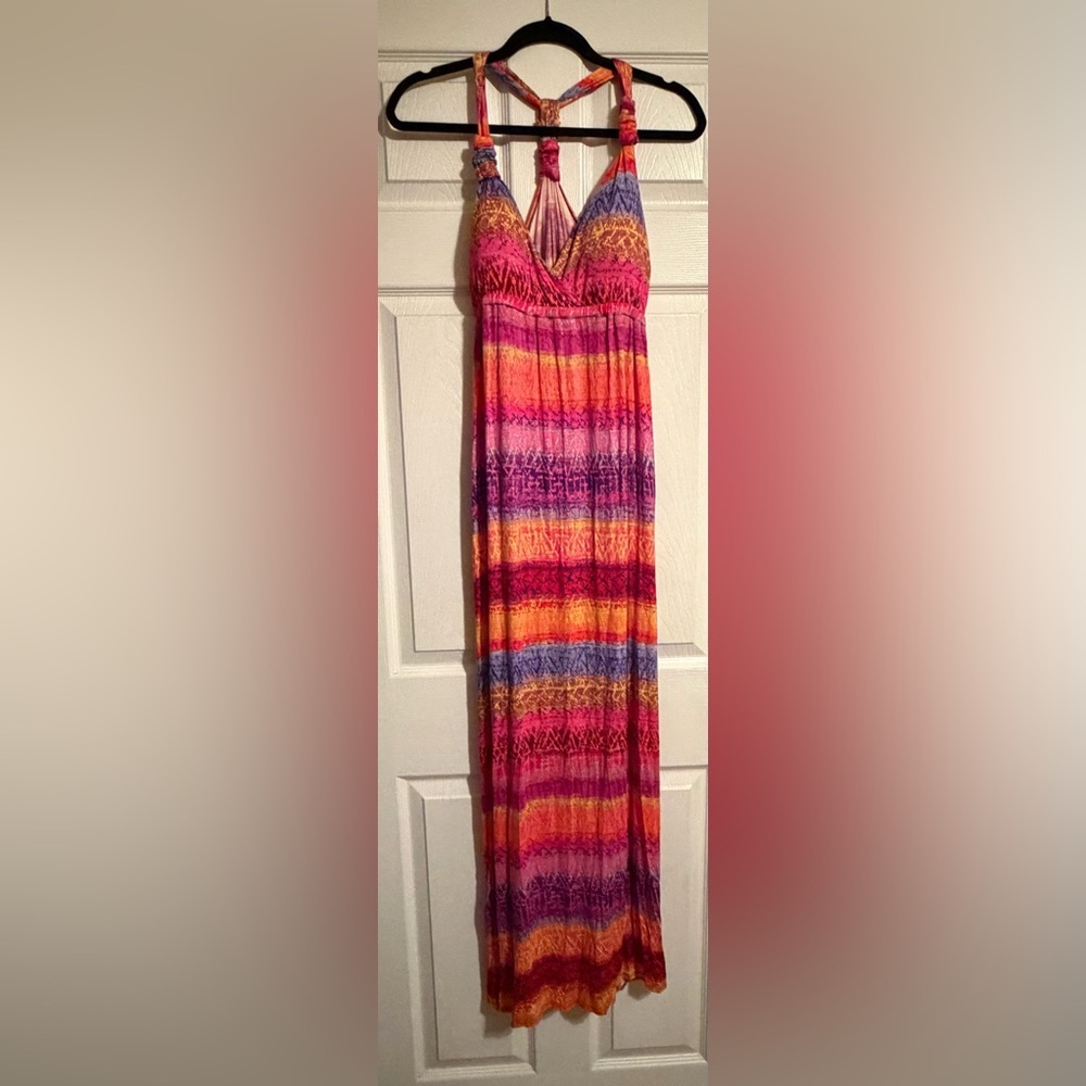 New Directions Pink and Purple Maxi Dress